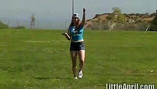 Little 18+ April, A Petite Brunette Teen, Rubs Her Clit Outdoors While Sucking On A Popsicle