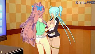 Kanade Am and Maria Cadenzavna engage in intense lesbian play with Eve and Cagliostro