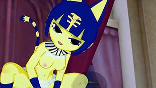 ankha bouncing on that big cock in the bedroom