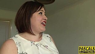 this chubby milf sub gets throated and anally banged by a group