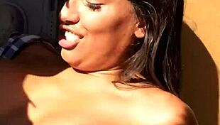 Strip-searched latina gets bondage blowjob.