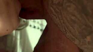 sexy blonde with pierced tits moans during cunilingus and receives massive load