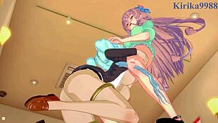 Kanade Am and Maria Cadenzavna engage in intense lesbian play with Eve and Cagliostro