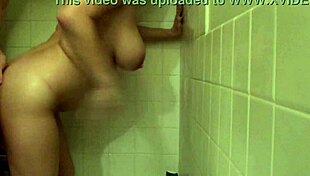 my boyfriend eats my shaved pussy then fucks me hard standing in the shower