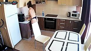 The big tits beauty cleaning kitchen