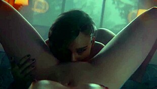 3D animated lesbian porn with cunnilingus and kissing