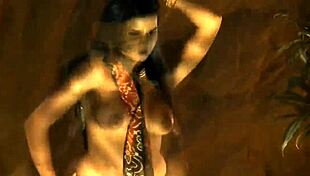 Indian brunette performs softcore dancing and striptease