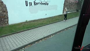 oh no, the skinny czech girl lost her shoe and thinks our van is the best solution!