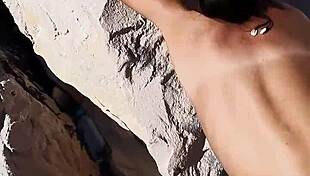 Hot Teen Rides On Public Beach In POV