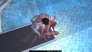 I took this photo at the public swimming pool jumping board