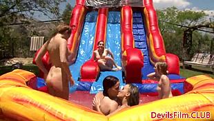 Gangbang Lesbos Outdoor Toying Pussy and Ass