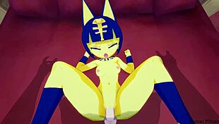 ankha bouncing on that big cock in the bedroom