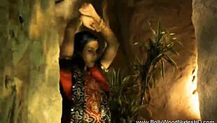 Indian brunette performs softcore dancing and striptease