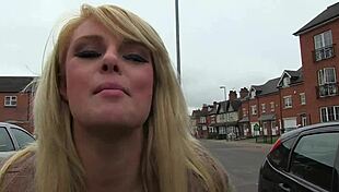 Busty british girl rips clothes and masturbates in car