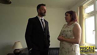 this chubby milf sub gets throated and anally banged by a group