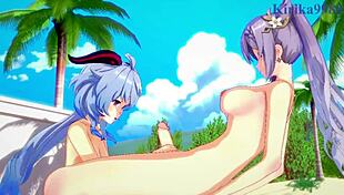 Ganyu Keqing Xiangling Xinyan Intense Futanari Sex