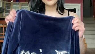 brunette student unboxes and tries on juicy couture velour tracksuit