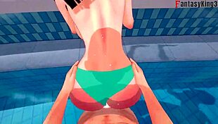 Anzu mazaki fucks hard in pool!