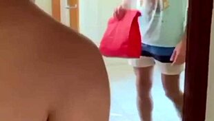 hey, delivery guy fucks two twinks bareback in a hot trio, with big asses and monster cocks 😈