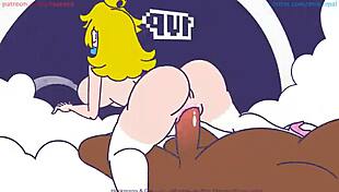 Princess Peach rides big dark cock in hentai anime style 😍