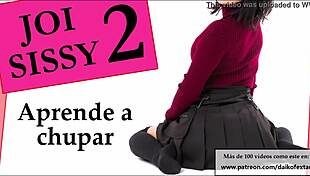 Sissy learns to suck with feminization cei toys strapon shemale