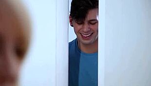 Step son wants to fuck step mom big cock shower blowjob!