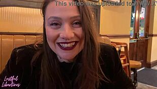 Cheating Boss Receives Surprise Facial in Pub Toilets. She Swallows Cum with Big Natural Tits Exposed.