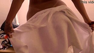 Behind the scenes, a Latina star licks pussy and takes monster cock anal.