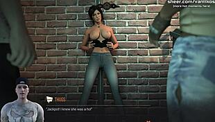 big tits tomb raider lara croft babe sucks a big black cock and a big white cock hot interracial double blowjob croft adventures 3d animated hentai game part 3