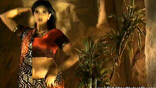 Indian brunette performs softcore dancing and striptease