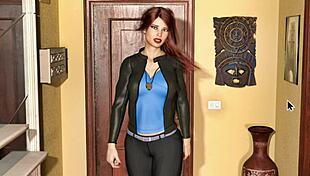 alison's all grown up in the harem, showing off her big curvy tits