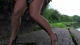 Busty british girl rips clothes and masturbates in car