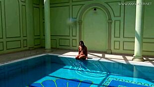 Small Tatted Russian Teen 18+ Jessica Lincoln in the Pool