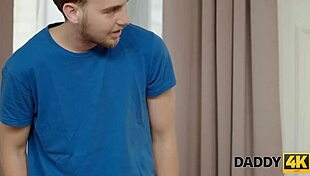 In daddy4k, the young girl's hairless pussy gets licked and divided by uncle's monster cock