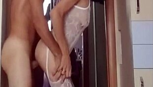 Feeling Intense Passion In Beautiful Standing Sex With Wife In White Lingerie.