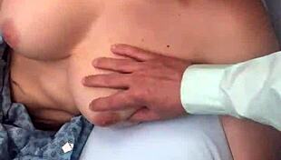 this public hospital masturbation and handjob got caught on the phone, ending with a big cumshot, wow!