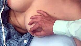 this public hospital masturbation and handjob got caught on the phone, ending with a big cumshot, wow!