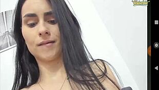 slim girl with big tits sucks them on webcam teasingly