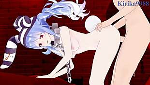 Nekomata Okayu and Usada Pekora intense sex in hololive vtuber hentai with big tits