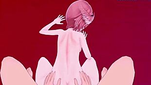 Sakamata Chloe and Takane Lui's intense hentai sex