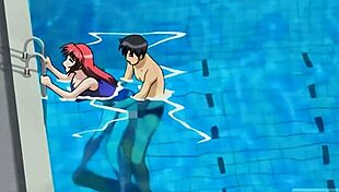 Step Siblings Almost Caught Fucking in the Pool!