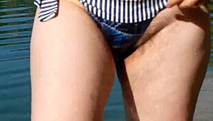 This hairy wife goes nude in public exhibition