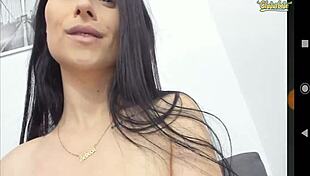 slim girl with big tits sucks them on webcam teasingly