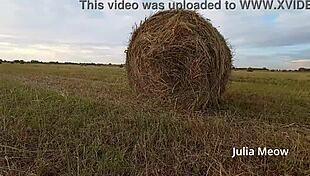 Juli Smith Undresses Outdoors in Public Field