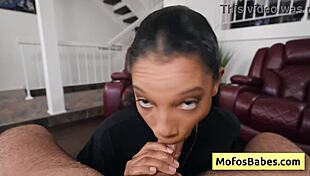 Eden West, the sexy ebony slut, sucks a monster white cock and loves it deep in her black cunt.