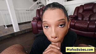 Eden West, the sexy ebony slut, sucks a monster white cock and loves it deep in her black cunt.