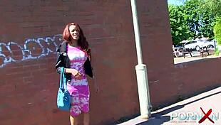 Redhead Ebony Goddess Pisses Nude Outdoors In Public