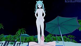 Hatsune miku from vivid bad squad gets intense sex in hentai creampie scene