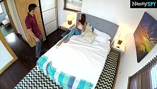 Nanny cam catches Charity fingering herself late at night. She rides hard in secret.