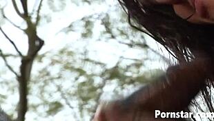 I watch busty anna nova suck a big black cock outdoors with tattoos